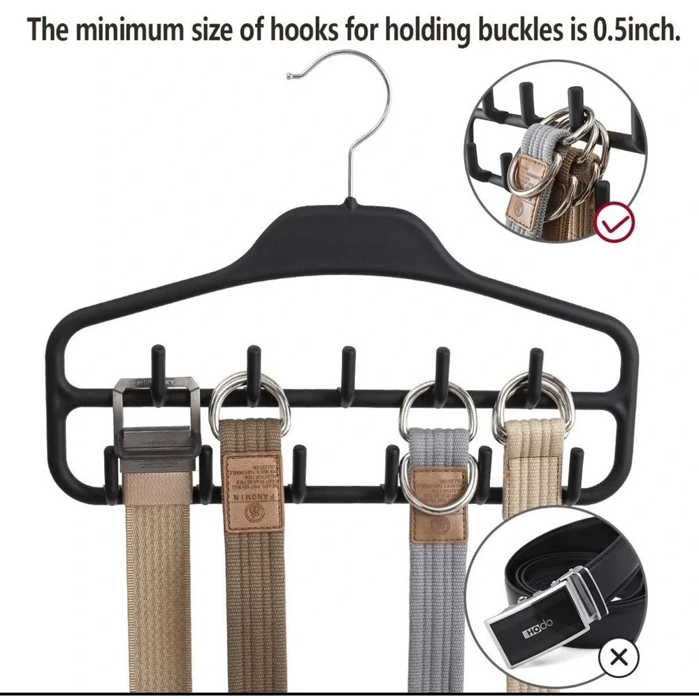 Black Multi-Hook Belt Tie‎ Scarf Accessory Closet Organizer Hanger 11 Hooks